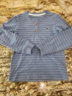 Striped Blue Long-Sleeve Henley Tee for Kids